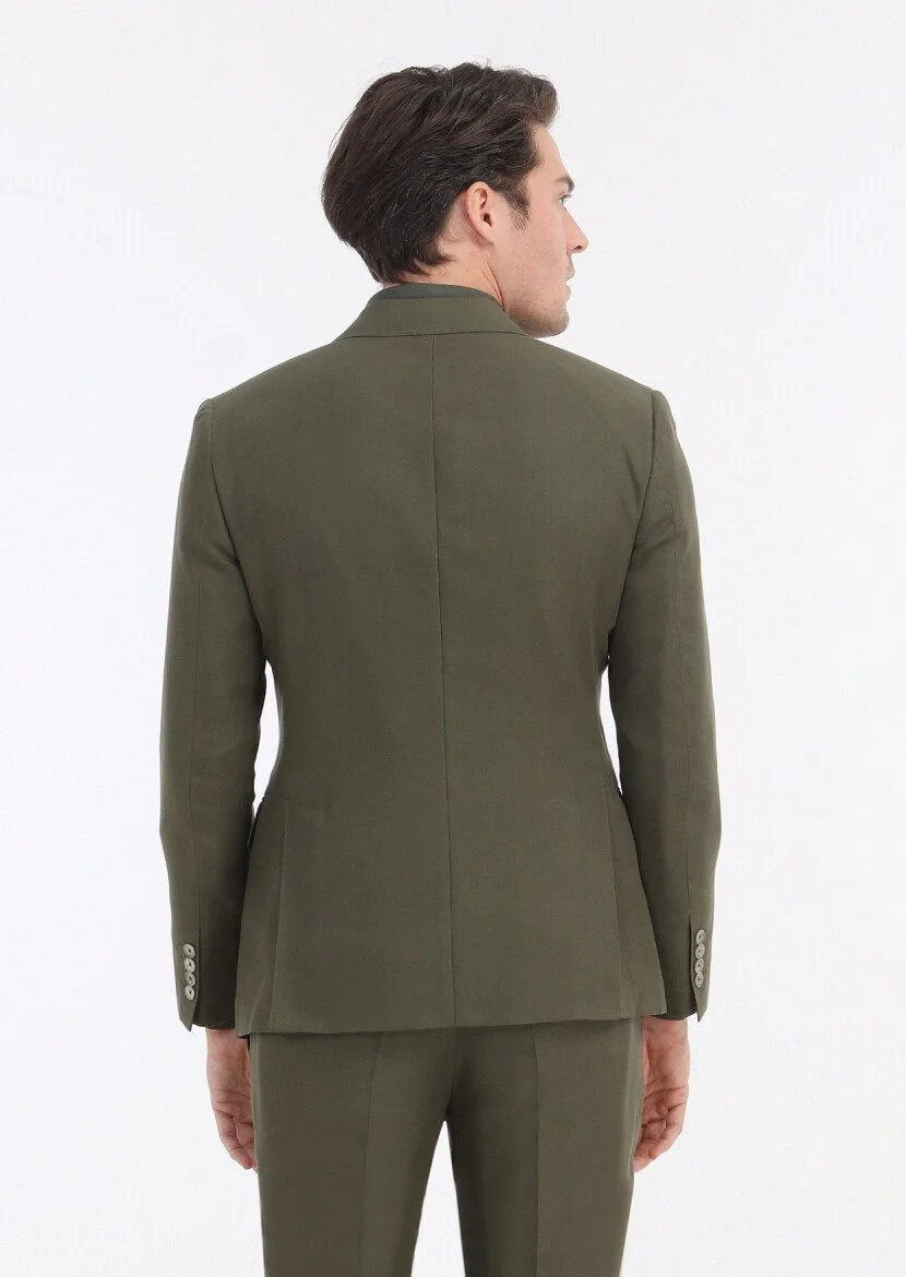 Haki Düz Zeroweight Slim Fit Takım Elbise - 6