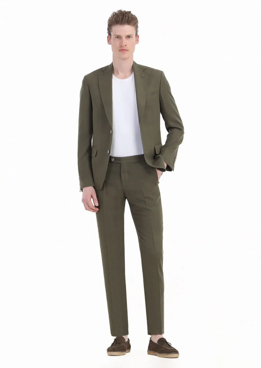 Haki Düz Zeroweight Slim Fit Takım Elbise - 3
