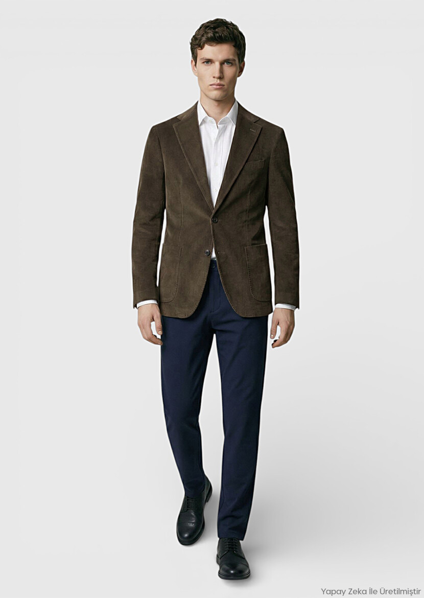 Haki Fitilli Zeroweight Slim Fit Pamuk Karışımlı Ceket - RAMSEY