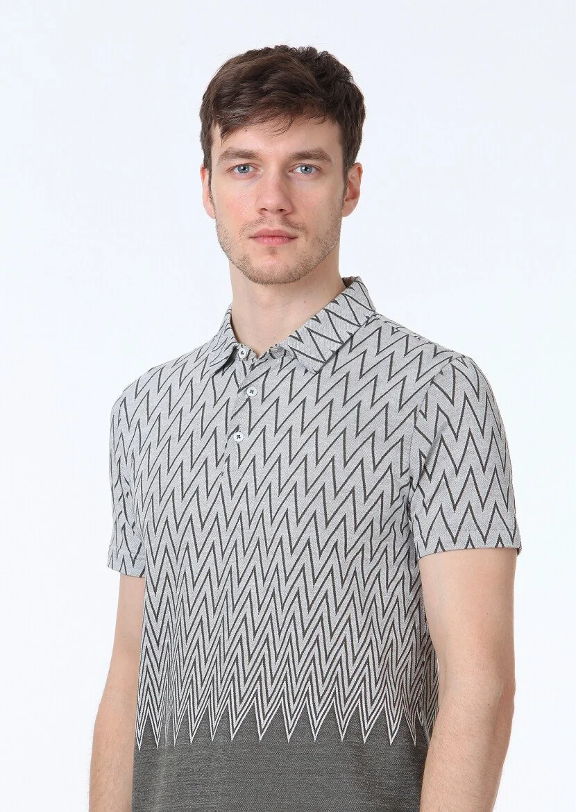 Haki Jakarlı Polo Yaka %100 Pamuk T-Shirt - 3