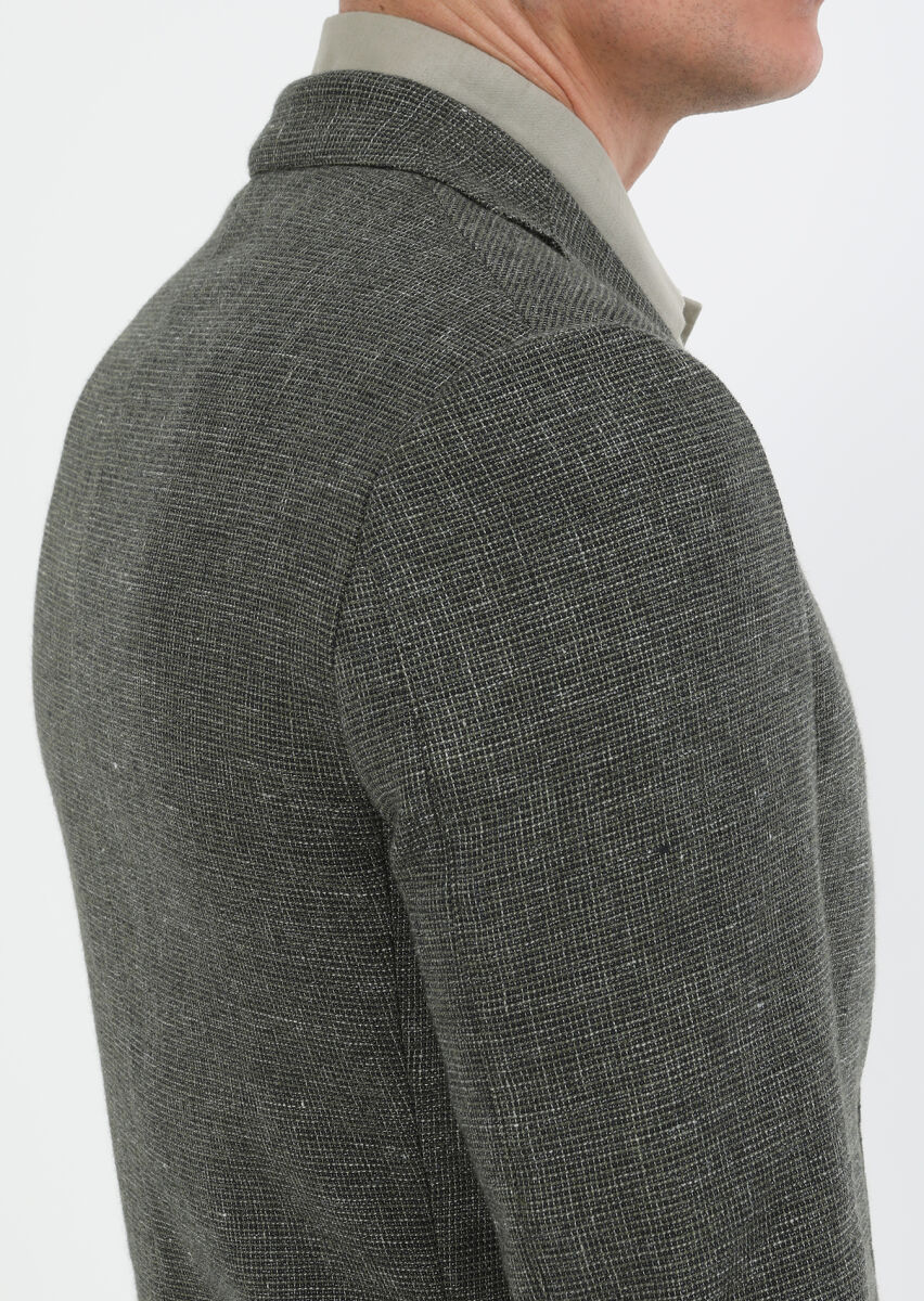 Haki Mikro Zeroweight Slim Fit Pamuk Karışımlı Ceket - 4