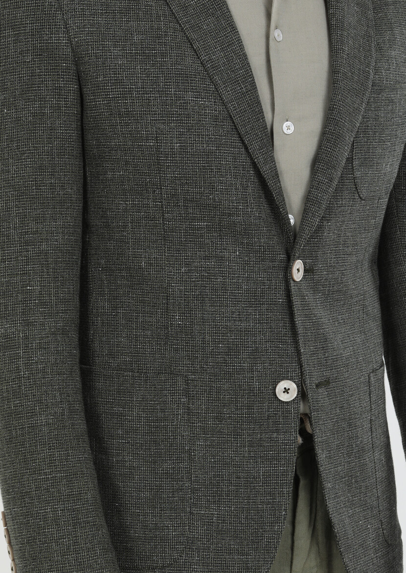 Haki Mikro Zeroweight Slim Fit Pamuk Karışımlı Ceket - 5