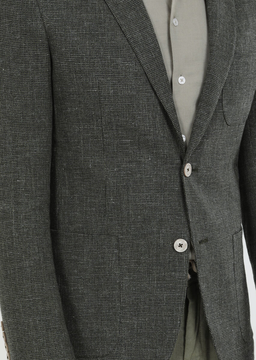 Haki Mikro Zeroweight Slim Fit Pamuk Karışımlı Ceket - 5