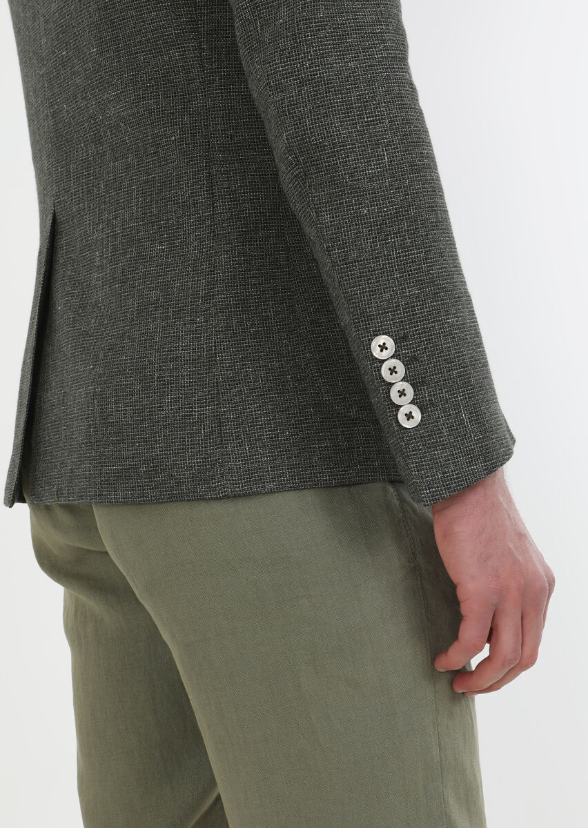 Haki Mikro Zeroweight Slim Fit Pamuk Karışımlı Ceket - 6