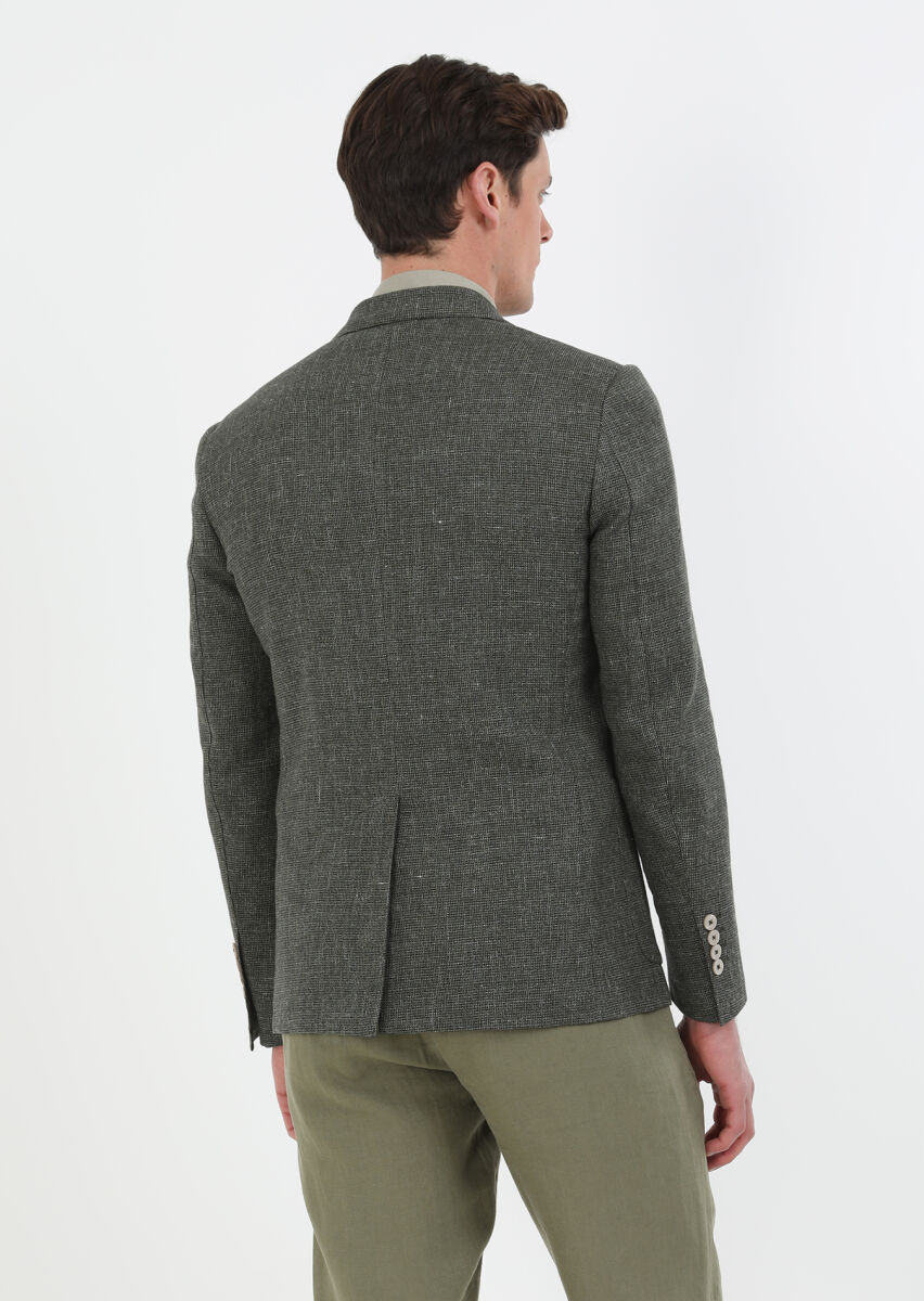 Haki Mikro Zeroweight Slim Fit Pamuk Karışımlı Ceket - 7