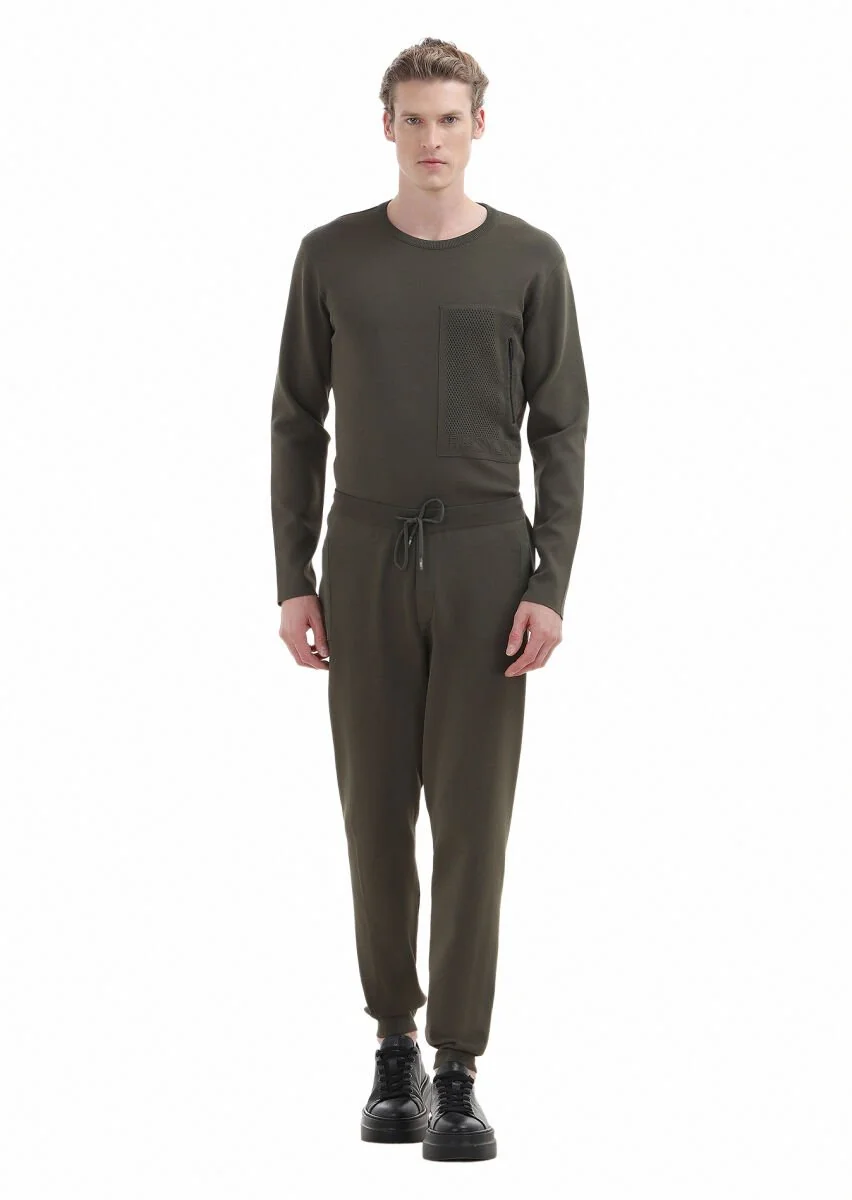 Haki Örme Regular Fit Casual Trıko Pantolon - 1
