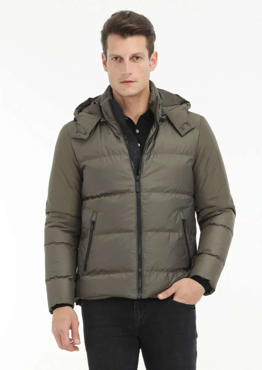 Haki Regular Fit Dik Yaka Casual Dokuma Mont - 2
