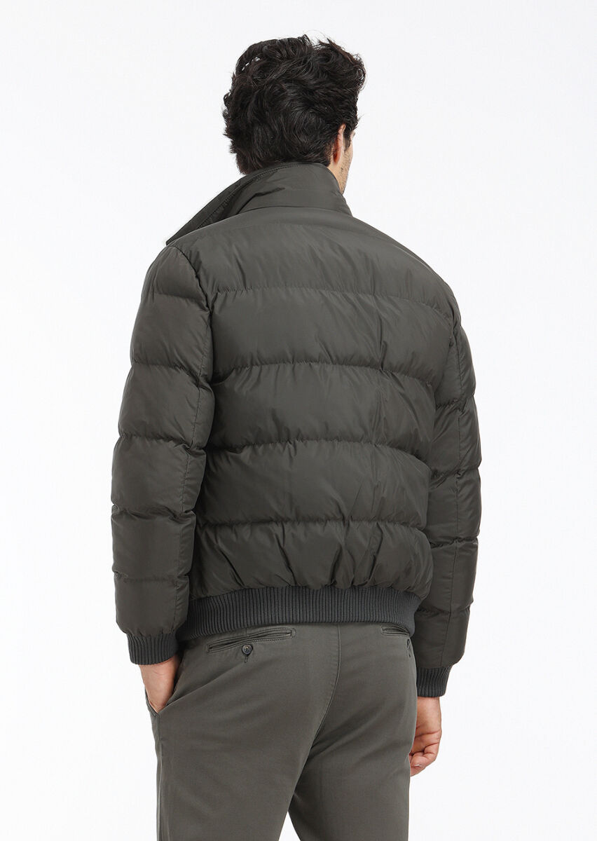 Haki Regular Fit Dik Yaka Casual Dokuma Mont - 6