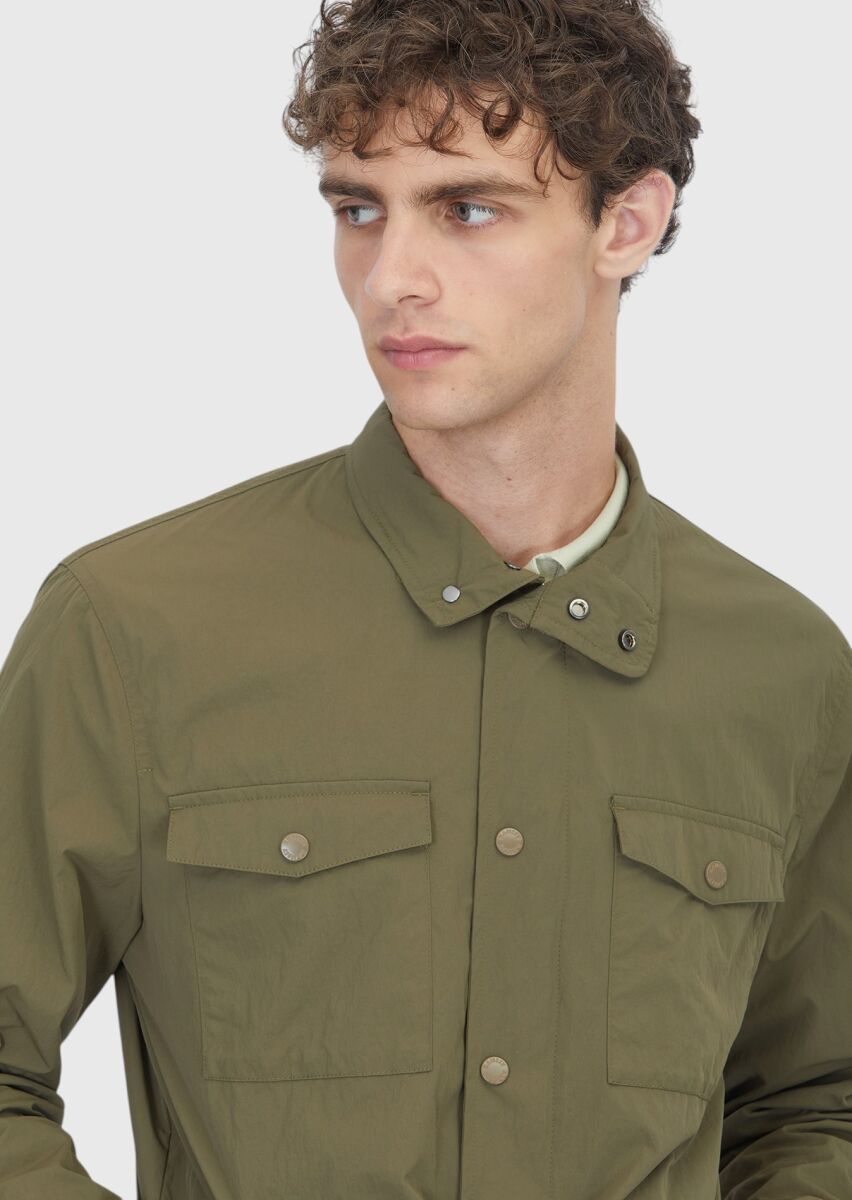 Haki Regular Fit Gizli Kapüşon Casual Teknik Mont - 3