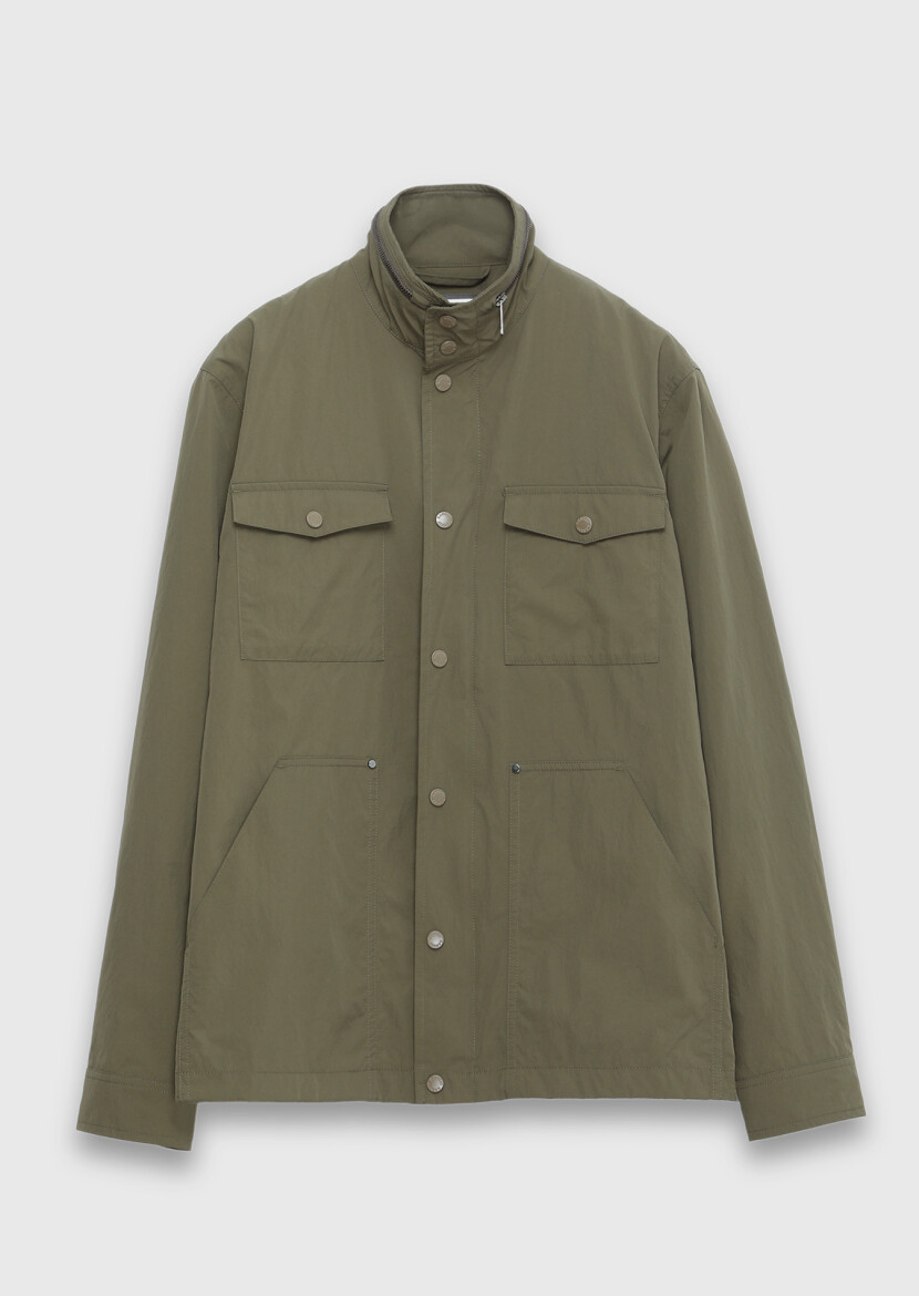 Haki Regular Fit Gizli Kapüşon Casual Teknik Mont - 9