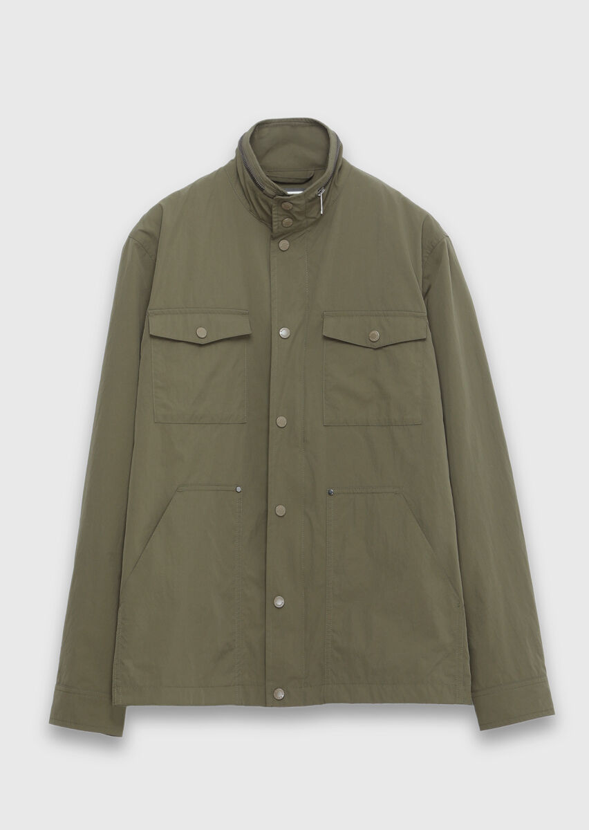 Haki Regular Fit Gizli Kapüşon Casual Teknik Mont - 9