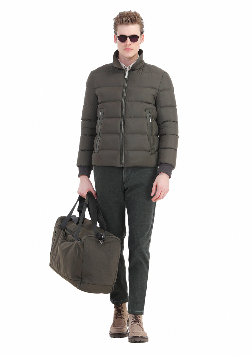 Haki Regular Fit Gömlek Yaka Casual Dokuma Mont - 5