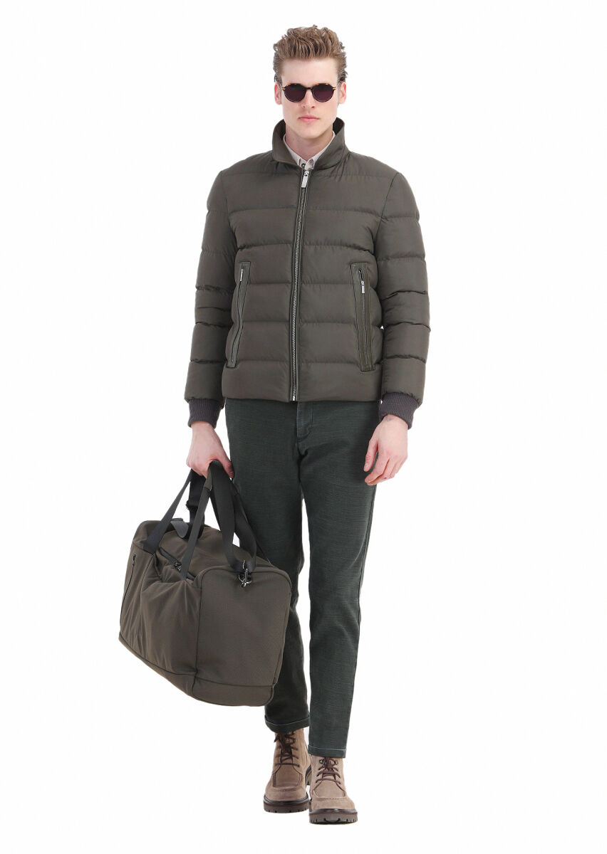 Haki Regular Fit Gömlek Yaka Casual Dokuma Mont - 5