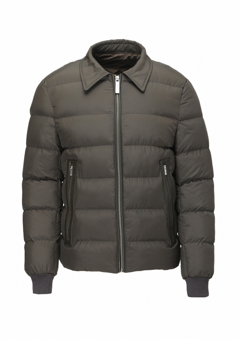 Haki Regular Fit Gömlek Yaka Casual Dokuma Mont - 9