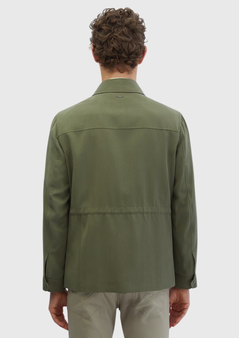 Haki Regular Fit Gömlek Yaka Casual Dokuma Mont - 7