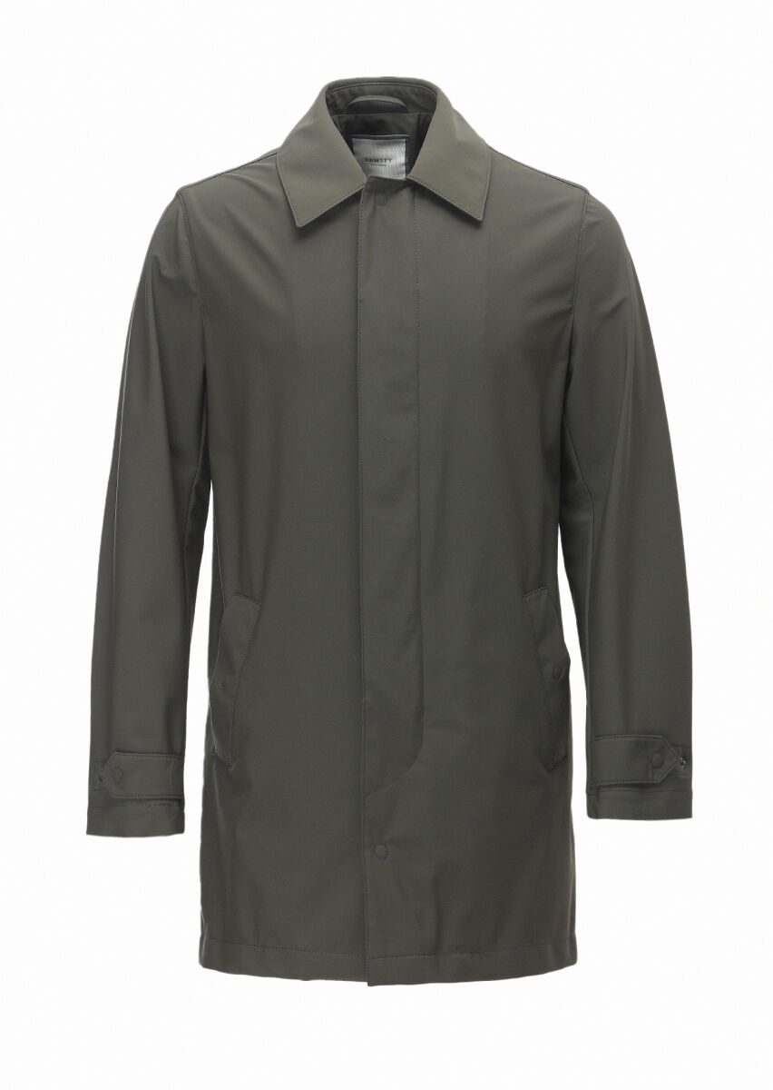 Haki Regular Fit Gömlek Yaka Casual Dokuma Pardösü - 1