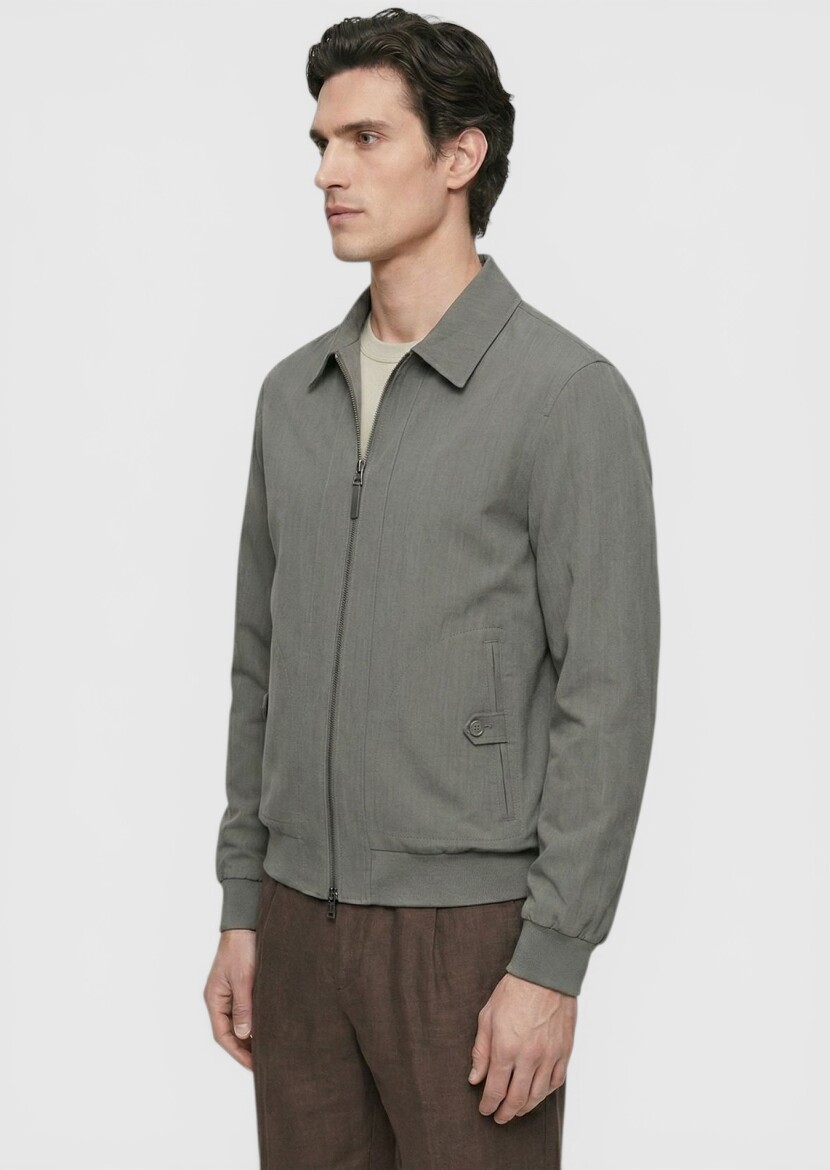 Haki Regular Fit Gömlek Yaka Casual Teknik Mont - 3