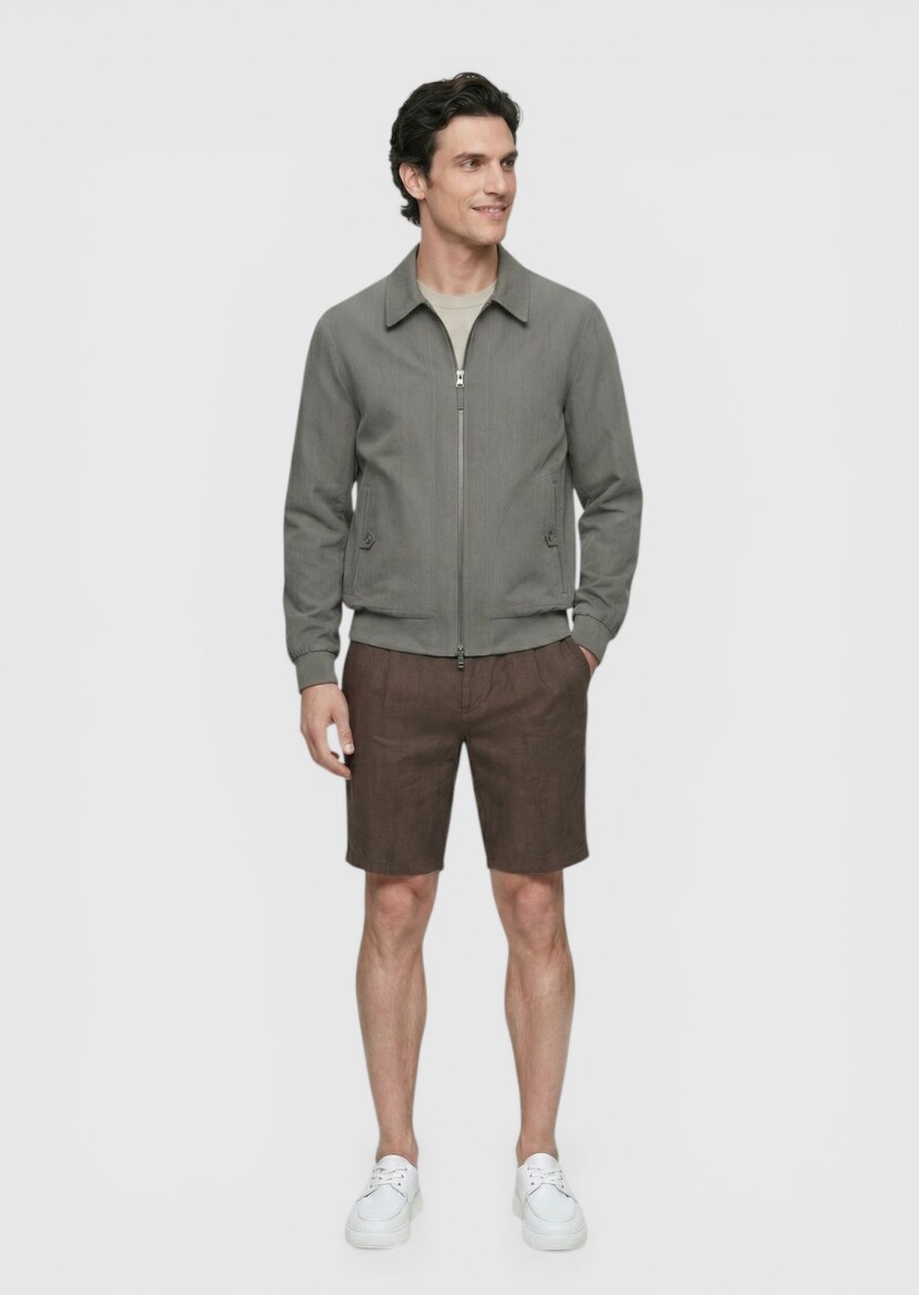 Haki Regular Fit Gömlek Yaka Casual Teknik Mont - 4