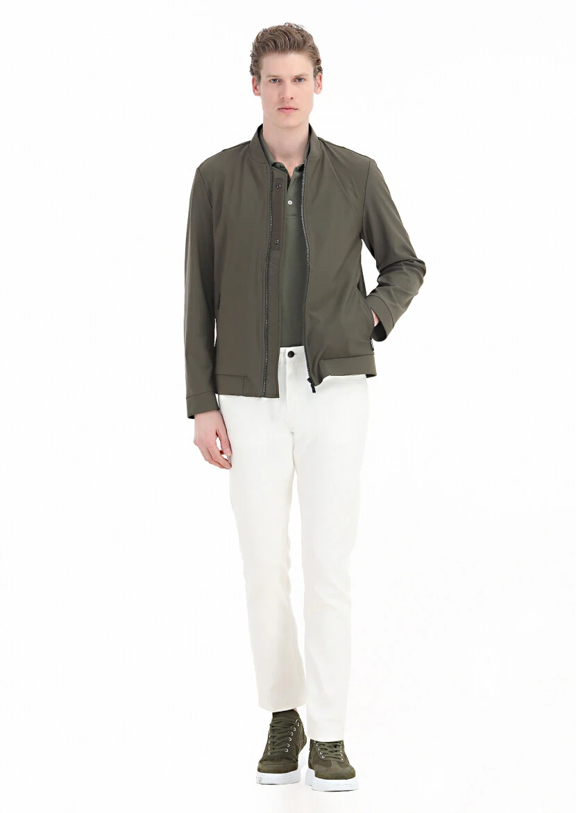 Haki Regular Fit Hakim Yaka Casual Dokuma Mont - 1
