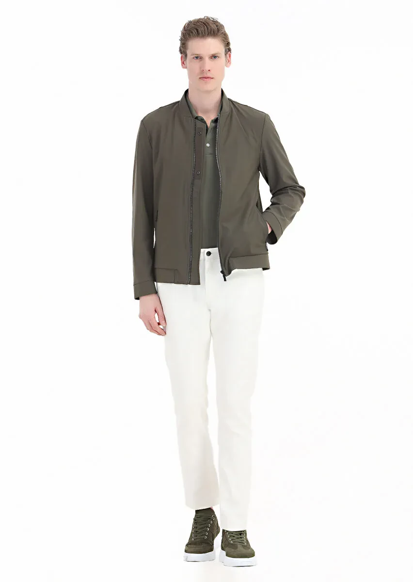 Haki Regular Fit Hakim Yaka Casual Dokuma Mont - 1