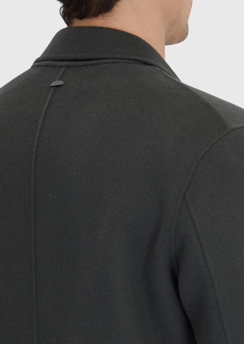 Haki Regular Fit Kelebek Yaka Klasik Dokuma Palto - 6