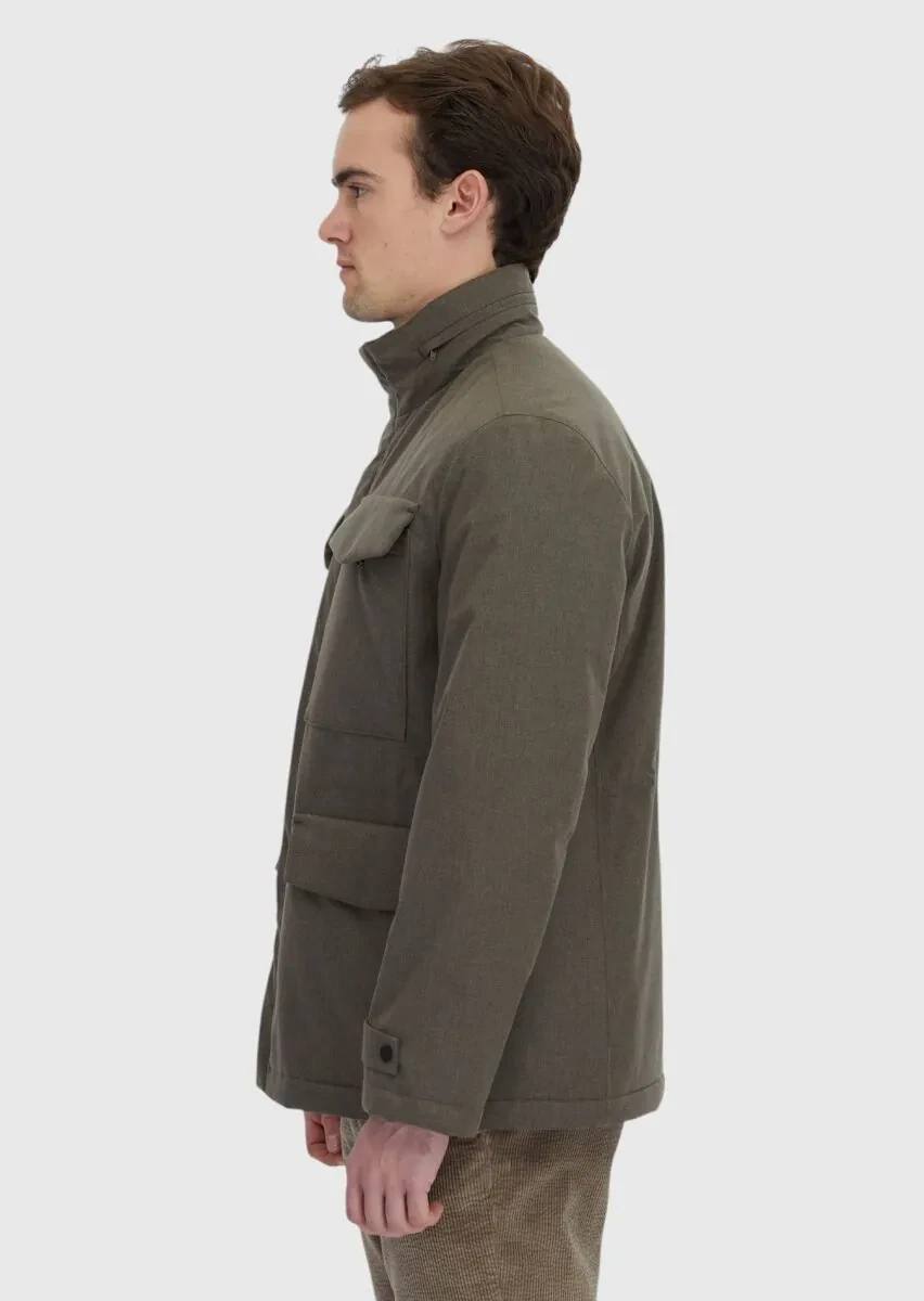 Haki Regular Fit Micro Jel Elyaflı Spor Ceket - 4