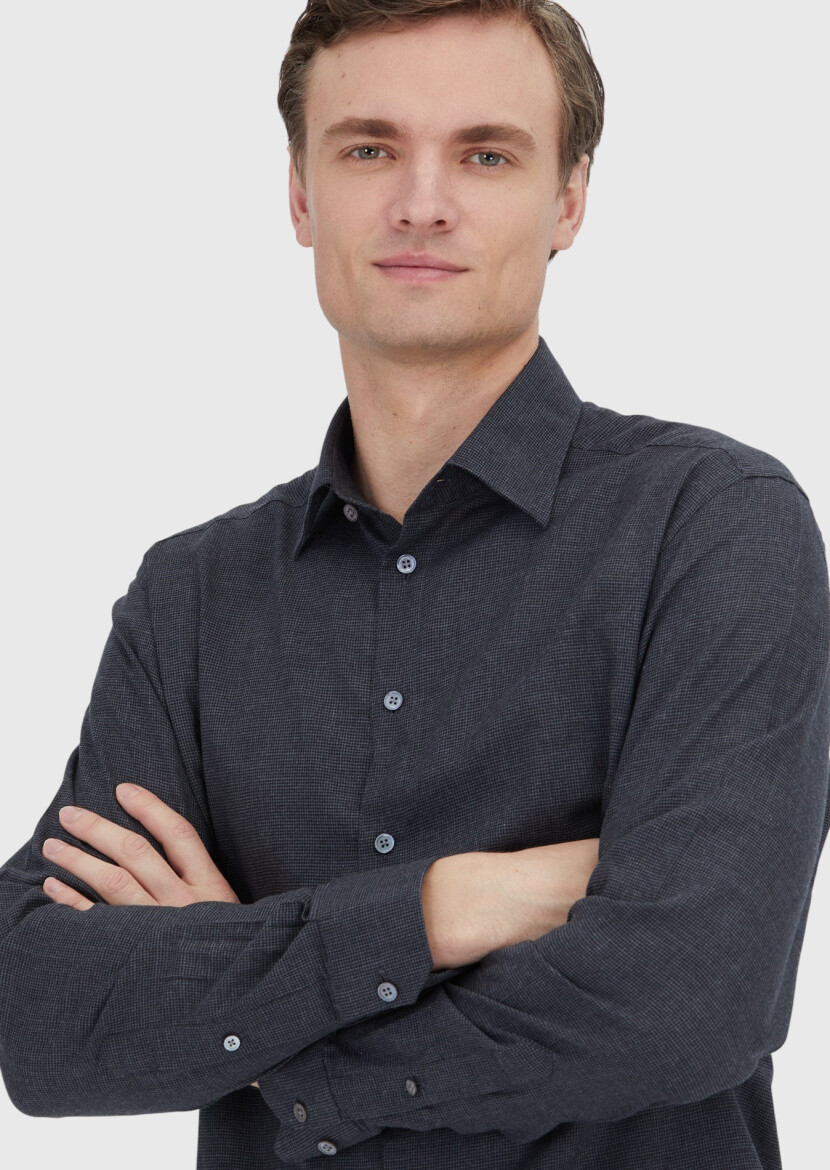 Hard Coal Casual Fit Long Weaving Casual 100% Cotton Shirt - RAMSEY