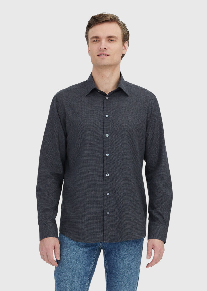 Hard Coal Casual Fit Long Weaving Casual 100% Cotton Shirt - 2