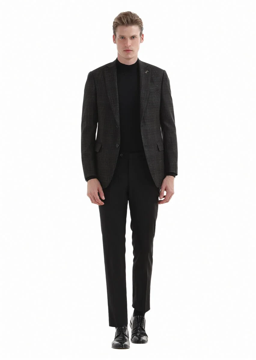 Hard Coal Checkered Regular Fit Silk Blended Jacket - 1