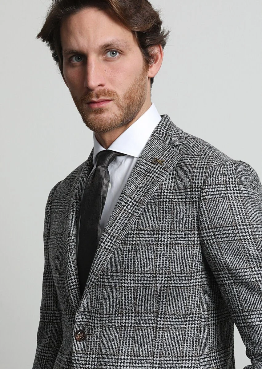 Hard Coal Checkered Regular Fit Wool Blended Jacket - 2