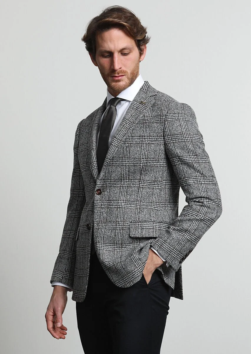 Hard Coal Checkered Regular Fit Wool Blended Jacket - 3
