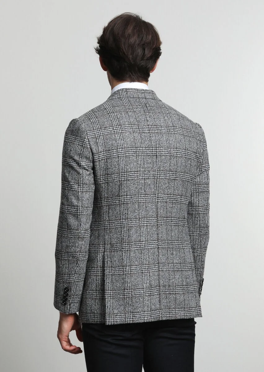 Hard Coal Checkered Regular Fit Wool Blended Jacket - 4