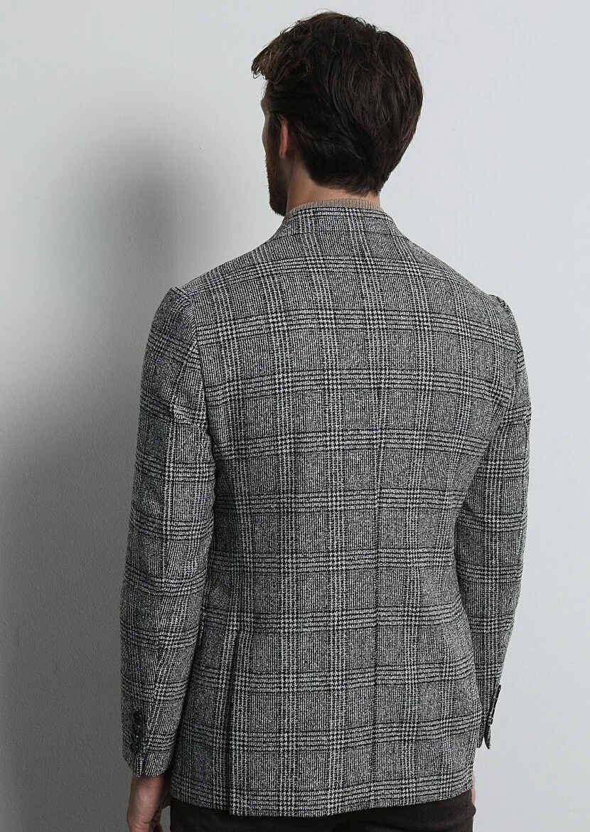 Hard Coal Checkered Regular Fit Wool Blended Jacket - 5