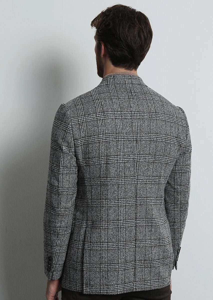 Hard Coal Checkered Regular Fit Wool Blended Jacket - 5