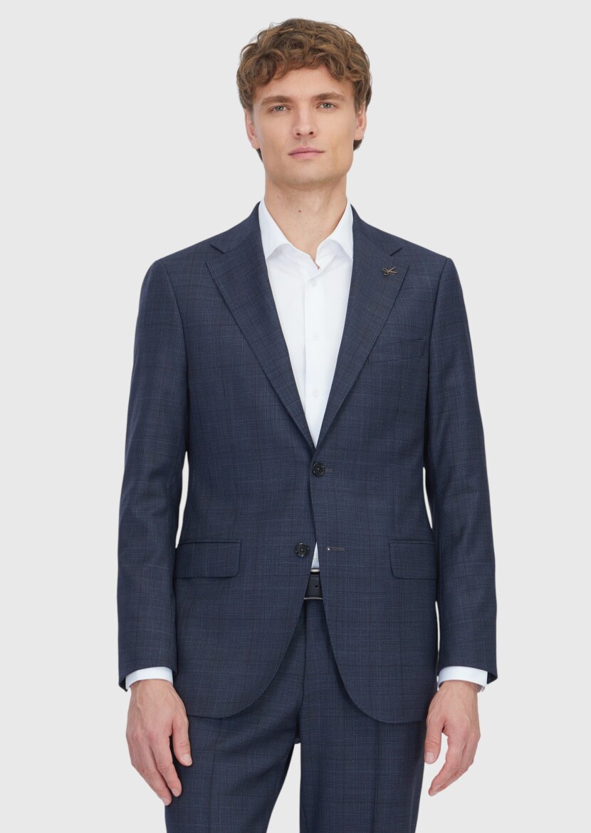 Hard Coal Checkered Regular Fit Wool Blended Suit - RAMSEY