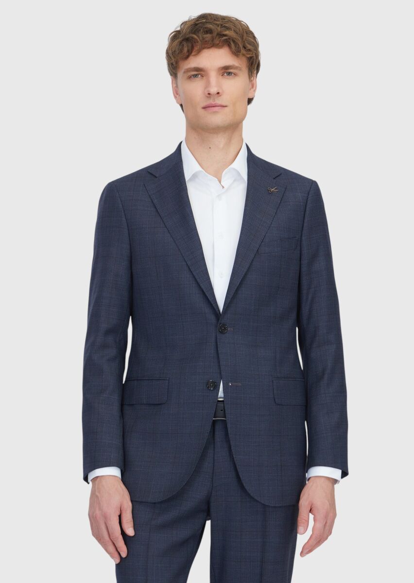 Hard Coal Checkered Regular Fit Wool Blended Suit - 1