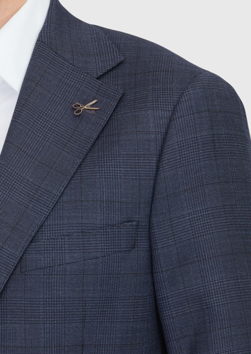 Hard Coal Checkered Regular Fit Wool Blended Suit - 5