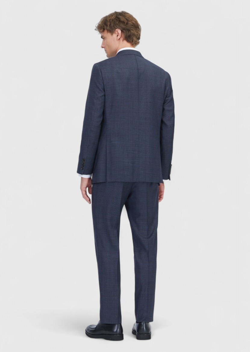 Hard Coal Checkered Regular Fit Wool Blended Suit - 6