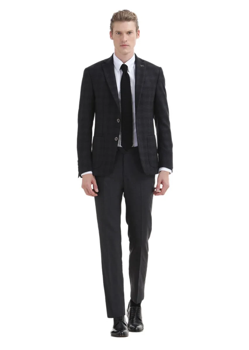 Hard Coal Checkered Zeroweight Slim Fit 100% Wool Jacket - 1