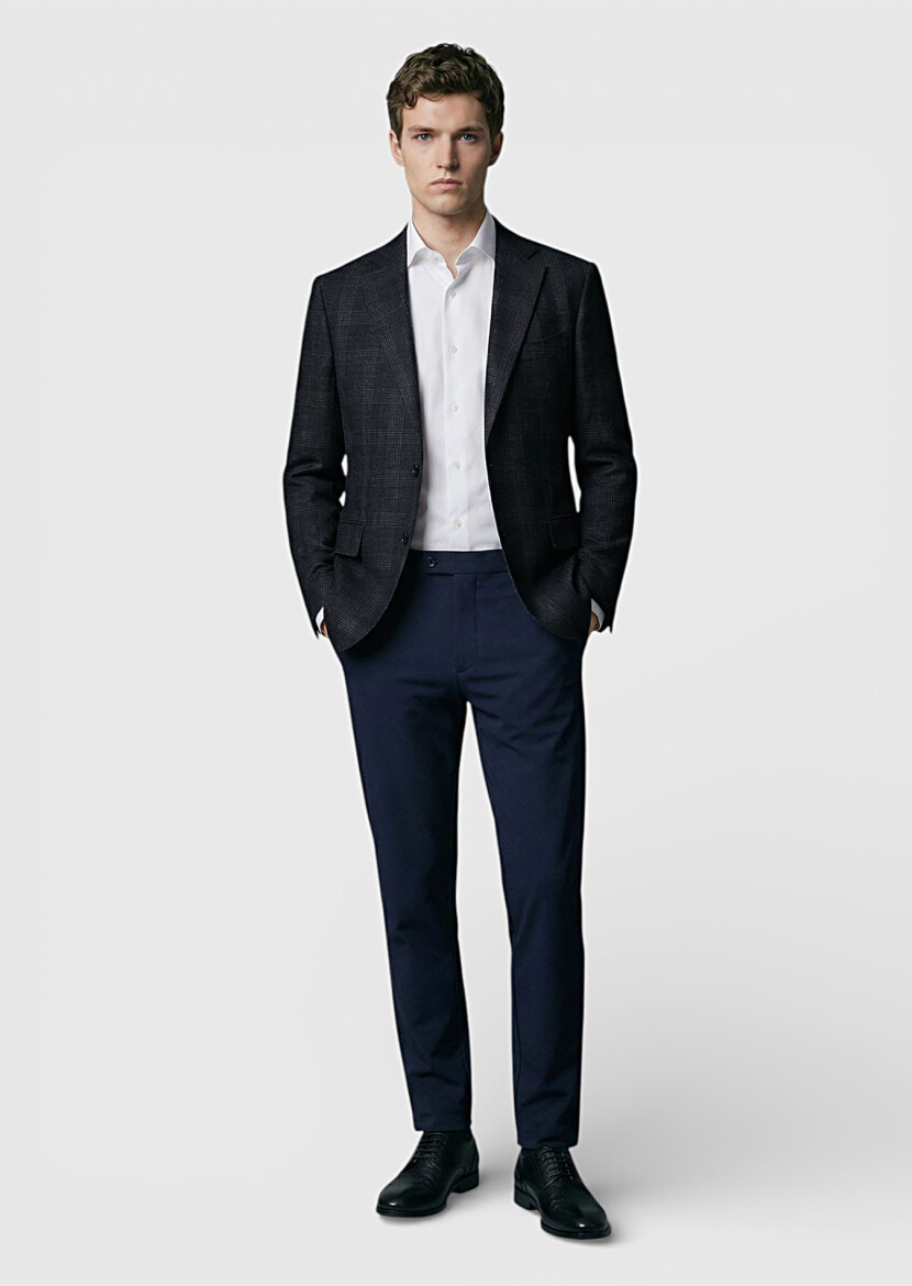 Hard Coal Checkered Zeroweight Slim Fit 100% Wool Jacket - RAMSEY