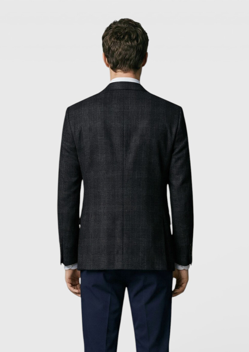 Hard Coal Checkered Zeroweight Slim Fit 100% Wool Jacket - 4