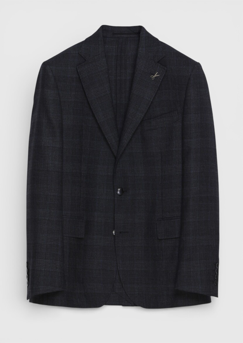 Hard Coal Checkered Zeroweight Slim Fit 100% Wool Jacket - 5