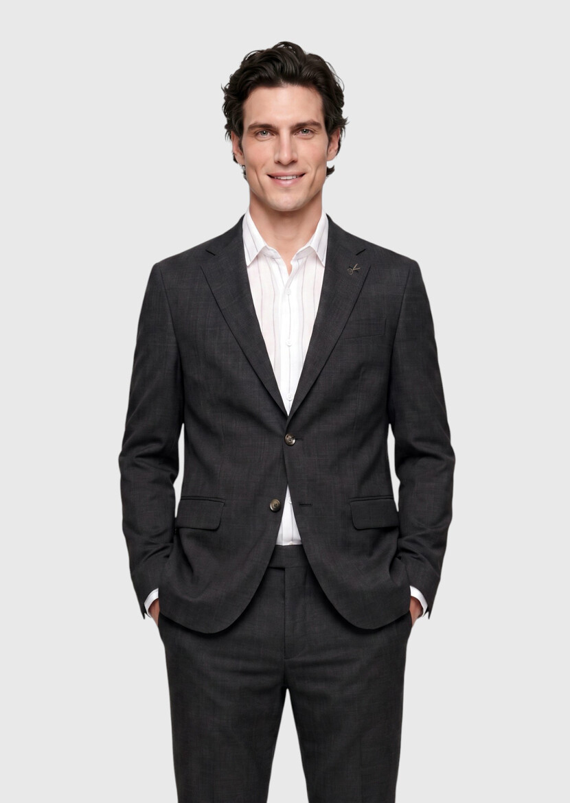 Hard Coal Checkered Zeroweight Slim Fit 100% Wool Suit - RAMSEY