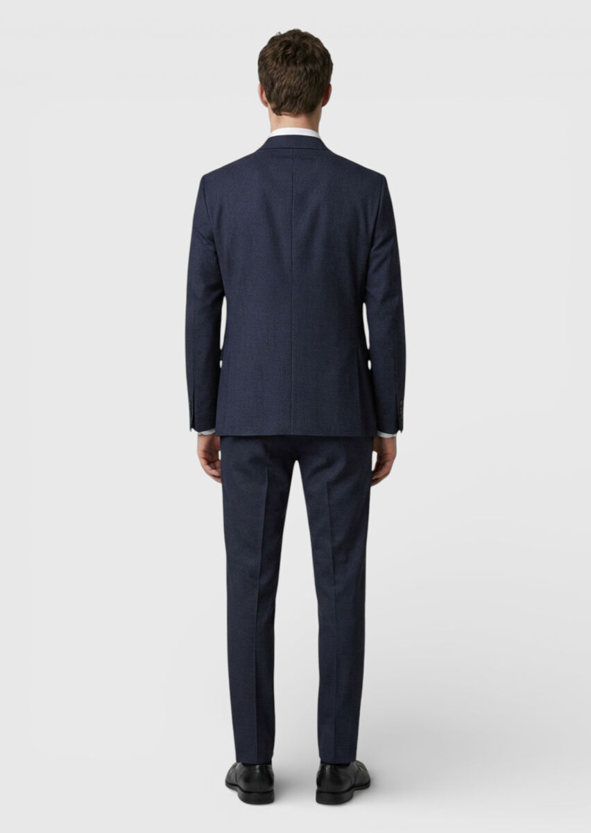 Hard Coal Checkered Zeroweight Slim Fit 100% Wool Suit - 4