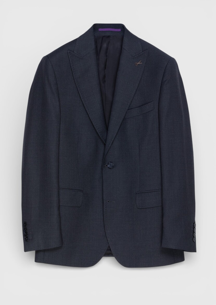 Hard Coal Checkered Zeroweight Slim Fit 100% Wool Suit - 5