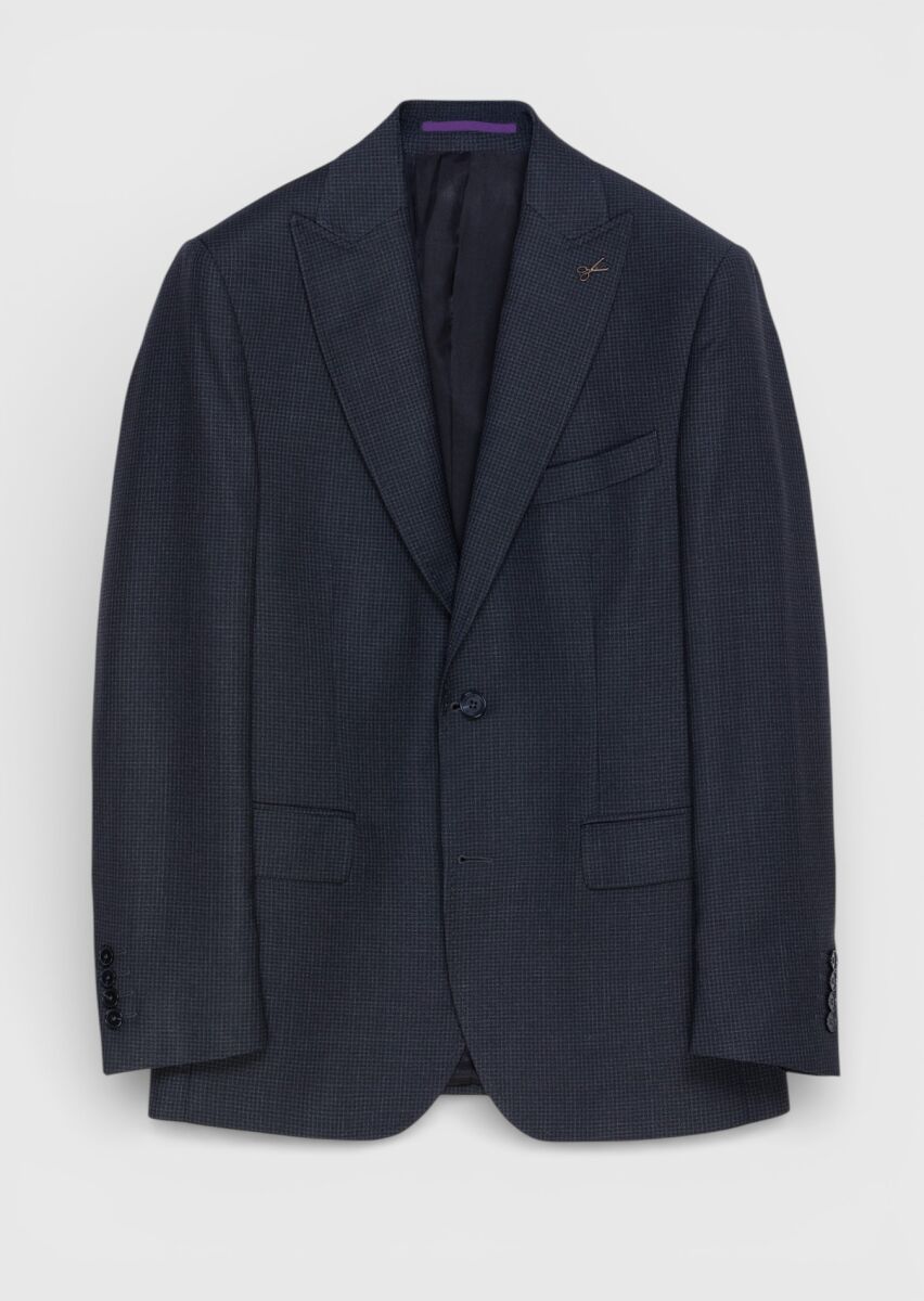 Hard Coal Checkered Zeroweight Slim Fit 100% Wool Suit - 5