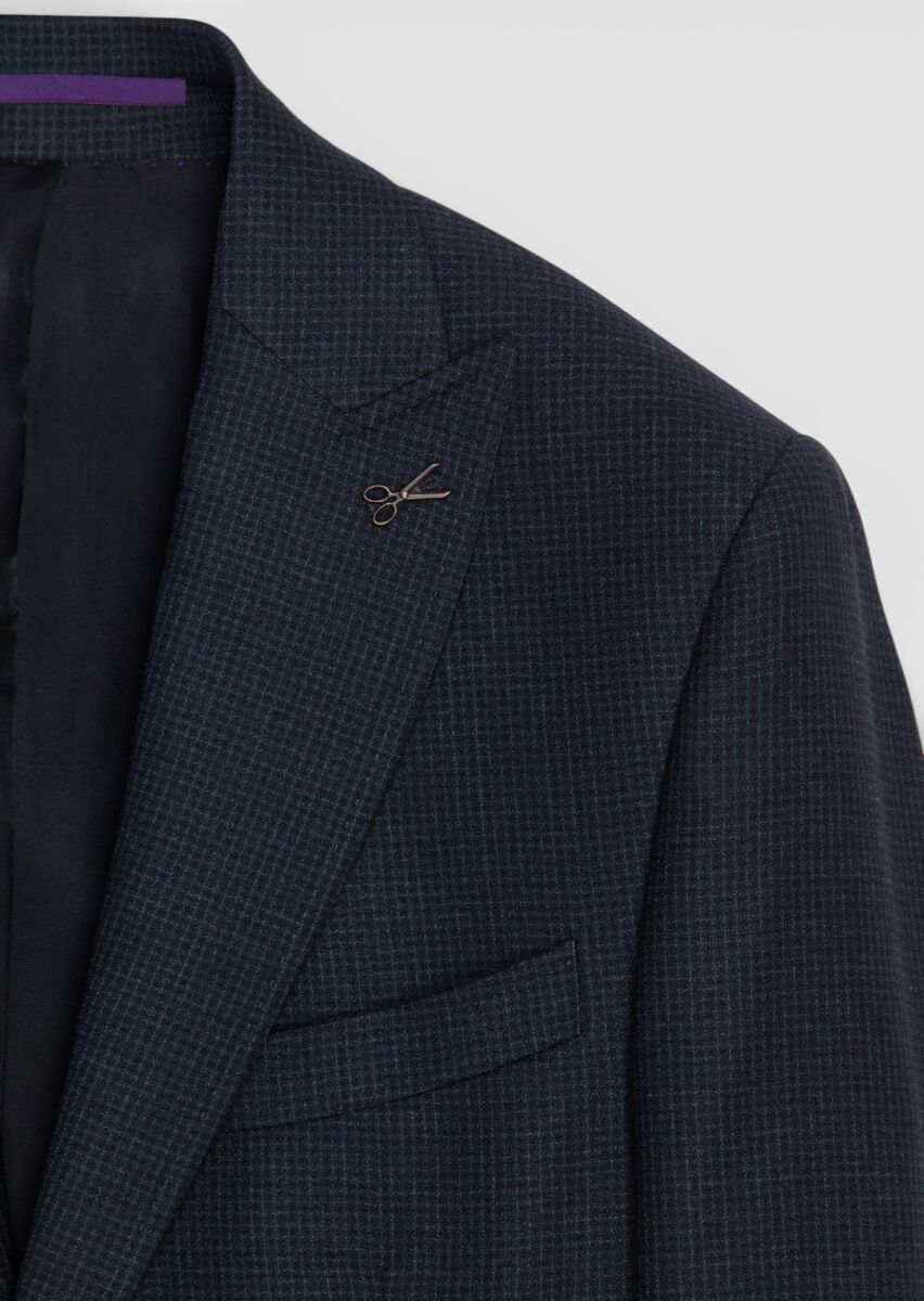 Hard Coal Checkered Zeroweight Slim Fit 100% Wool Suit - 6