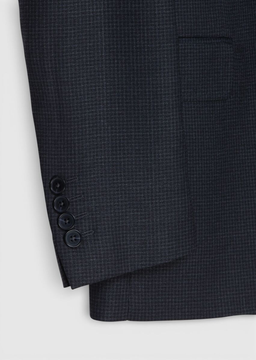 Hard Coal Checkered Zeroweight Slim Fit 100% Wool Suit - 7