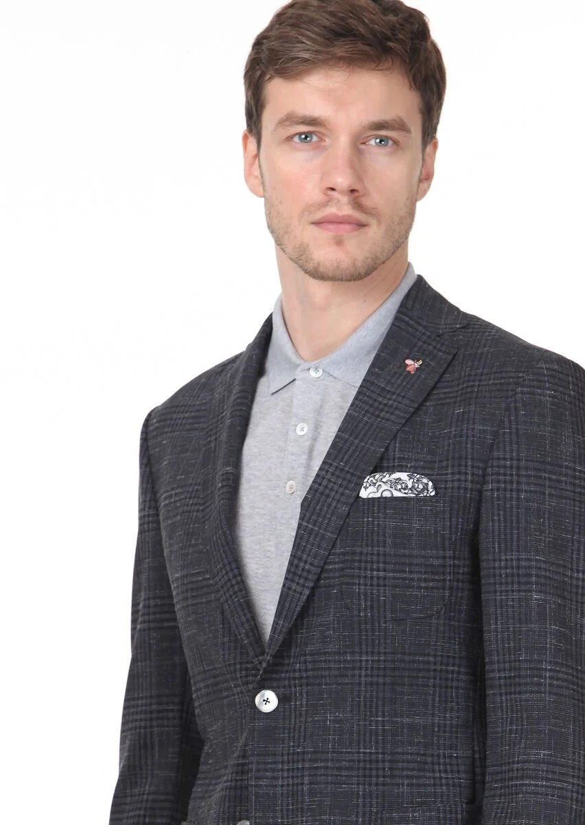 Hard Coal Checkered Zeroweight Slim Fit Wool Blended Jacket - 2