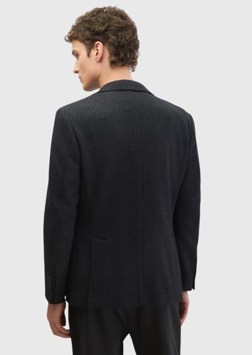 Hard Coal Checkered Zeroweight Slim Fit Wool Blended Jacket - 7